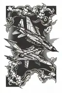 Jet fighter jet flying tattoo design idea