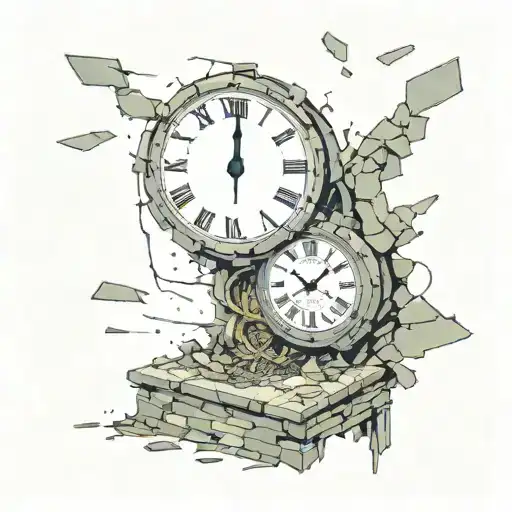 Crumbling clock tattoo design idea