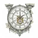 Crumbling clock tattoo design idea