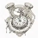 Crumbling clock tattoo design idea