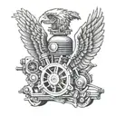 Double Headed Eagle Chopper Engine tattoo design idea