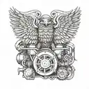 Double Headed Eagle Chopper Engine tattoo design idea