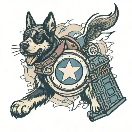 Dog ,Captain America Shield,Flash lightening ,TARDIS - doctor who,Harry potter,Disney tattoo design idea