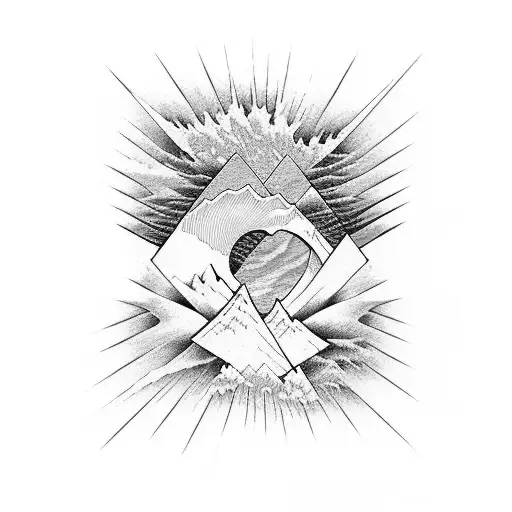 prism pink Floyd and Hokusai wave tattoo design idea