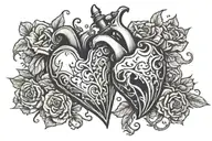 broken heart and dagger tattoo design idea