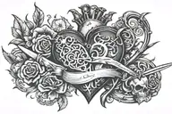 broken heart and dagger tattoo design idea