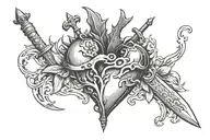 Brocken heart and dagger tattoo design idea