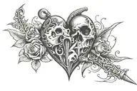 Brocken heart and dagger tattoo design idea