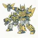 bumblebee and optimus prime high five  tattoo design idea