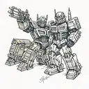 bumblebee and optimus prime high five  tattoo design idea