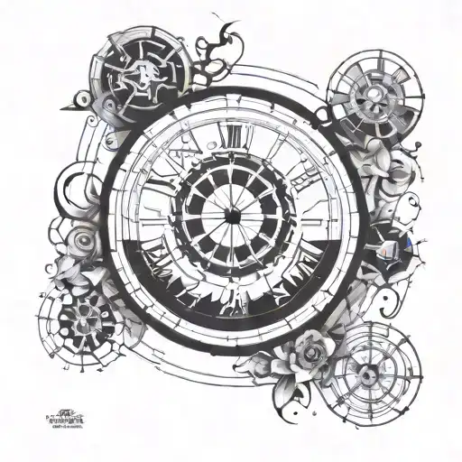 circle of time, empty squares, movie poster, 90s  tattoo design idea