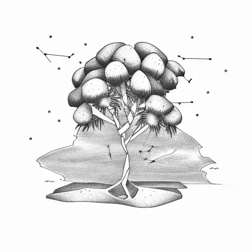 palmetto tree and paper airplane tattoo design idea