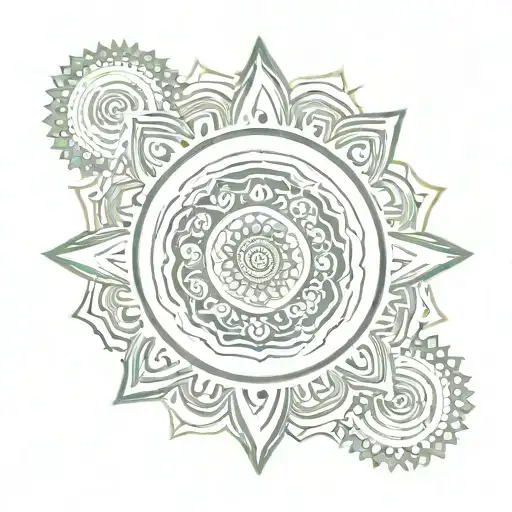 traditional sun with concentric circles radiating from center tattoo design idea