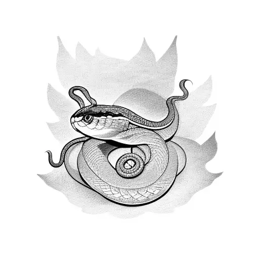 An interior design-themed tattoo featuring a snake and a bird perched on a stylish chair tattoo design idea