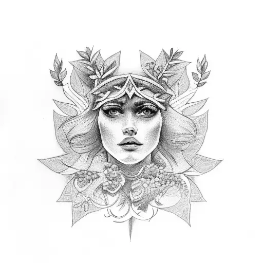 leg with laurel wreath tattoo design idea