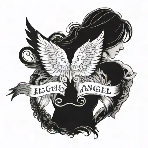 a back tattoo that symbolizes this quote "he commands his angels to protect you" but feminine  tattoo design idea