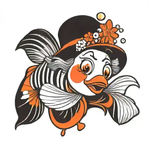 clown fish as a french clown girl pin tattoo design idea