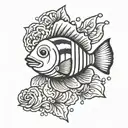 clown fish as a french clown   tattoo design idea
