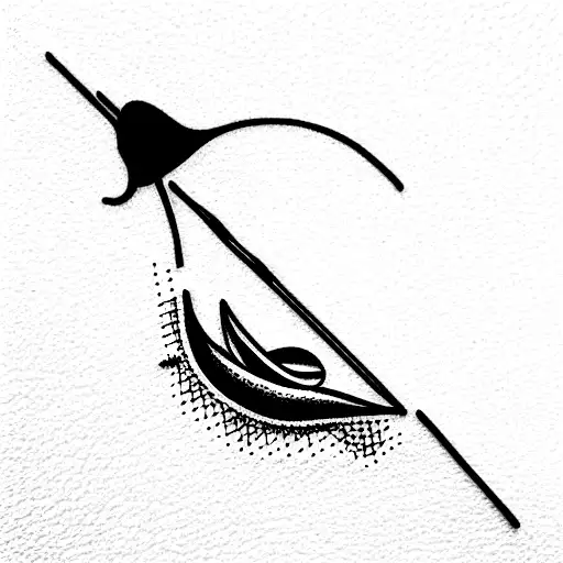 sewing needle with fish hook tattoo design idea