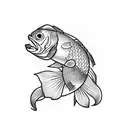 sewing needle with fish hook tattoo design idea