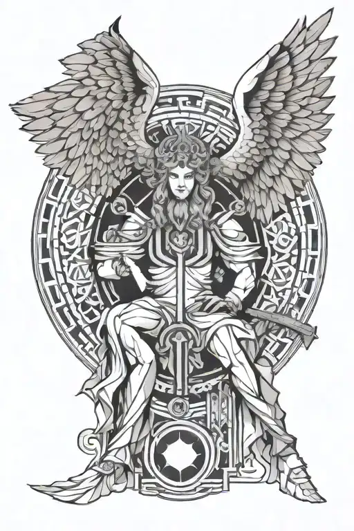 minimalistic Greek gods and angels geometric design incorporating tattoo design idea
