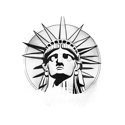 Statue of Liberty holding a paintbrush and palette tattoo design idea