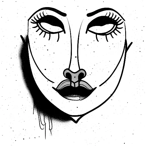 a sad girl in clown makeup and costume  tattoo design idea