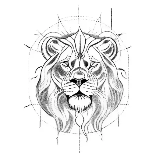 A modern interpretation of Jesus walking on water with a lion by his side tattoo design idea
