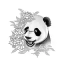 Angry Panda with flowers tattoo design idea