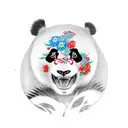 Angry Panda with flowers tattoo design idea