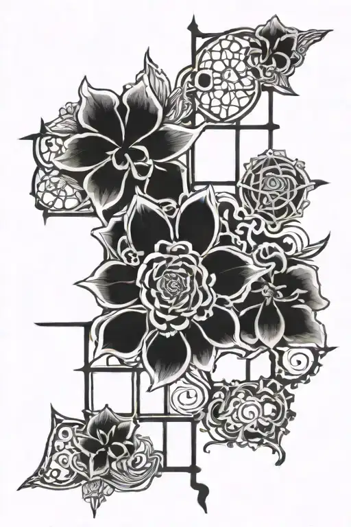 antique lattice is broken tattoo design idea
