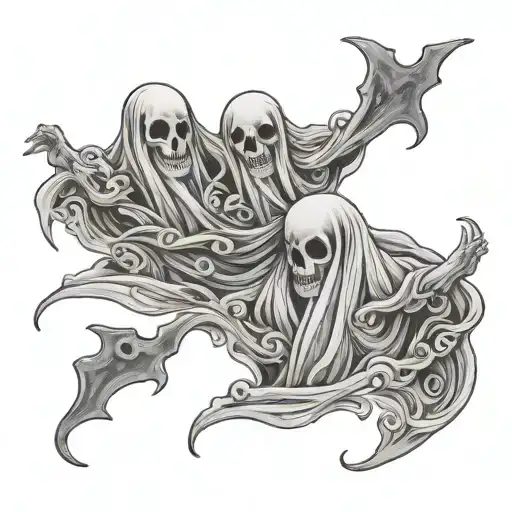sheet  ghosts in the snow tattoo design idea