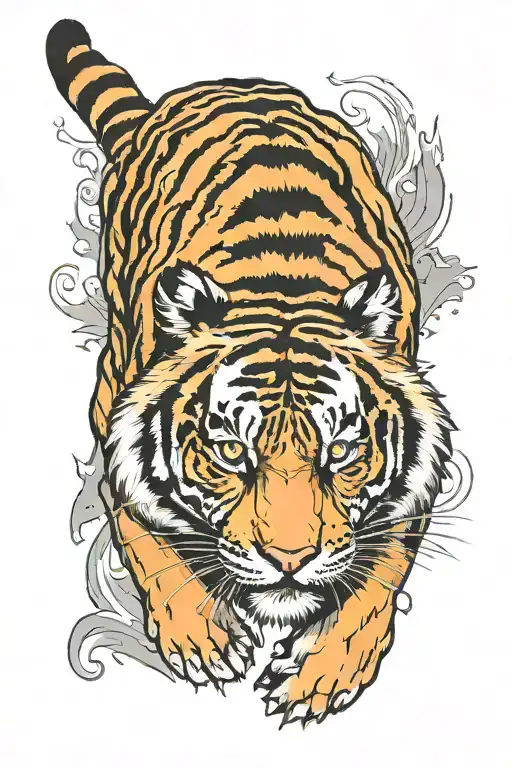 tiger walking tattoo design idea