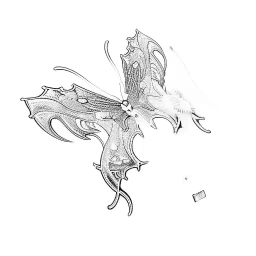 Butterfly where the wings are snake heads tattoo design idea