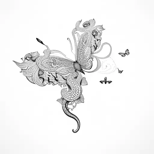 Butterfly like snake tattoo design idea