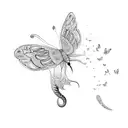 Butterfly where the wings are snake heads tattoo design idea