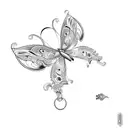 Butterfly where the wings are snake heads tattoo design idea