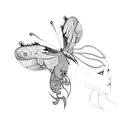 Butterfly where the wings are snake heads tattoo design idea