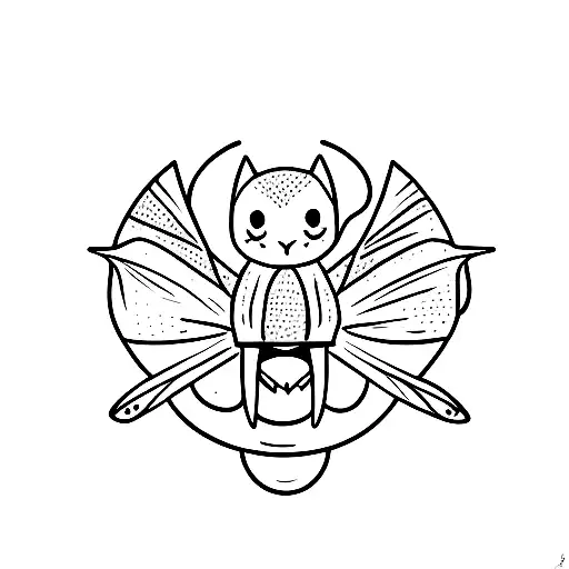 bat holding dumpling tattoo design idea