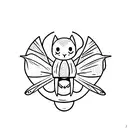 bat holding dumpling tattoo design idea