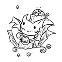 bat holding dumpling tattoo design idea