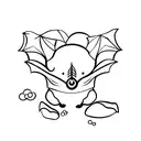 bat holding dumpling tattoo design idea