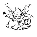 bat holding dumpling tattoo design idea