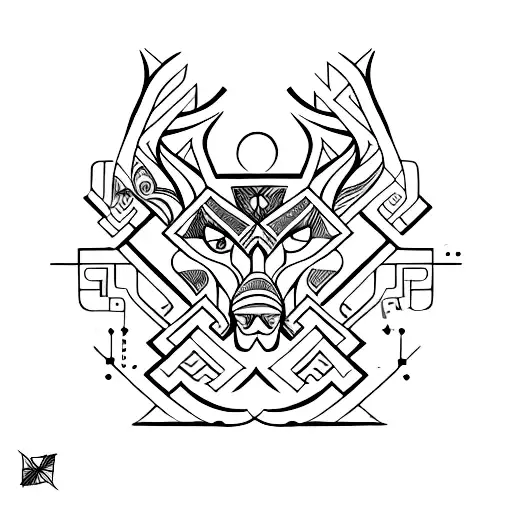 nordic, tecnologic tribal tattoo design idea