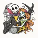 jack. sally e zero nightmare before Christmas  tattoo design idea