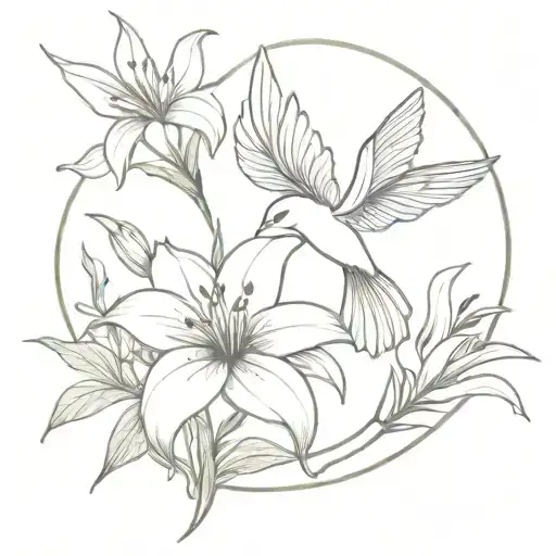 phoenix and stargazer lily tattoo design idea