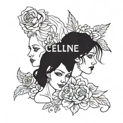 sister tattoo with the names Celine ,Merle and Lina tattoo design idea