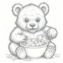 baby bear eating honey tattoo design idea