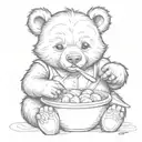 baby bear eating honey tattoo design idea