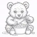 baby bear eating honey tattoo design idea